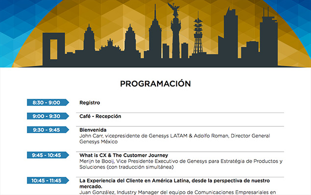 Sección 'Programación' de Customer Experience Summit México